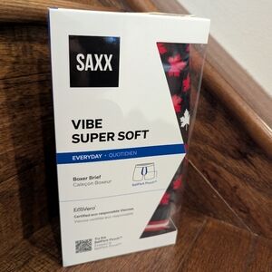 SAXX Vibe Super Soft Boxer Brief - Black and Red Maple Leaf Size S NIB